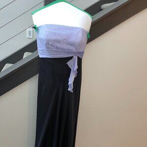 Black & Lavender Lace Dress Satin Gown - Formal Prom Wedding Bridesmaid Event